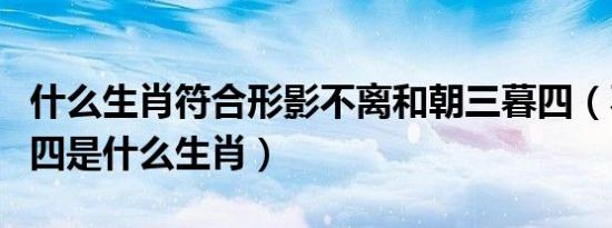 什么生肖符合形影不离和朝三暮四（不离三与四是什么生肖）