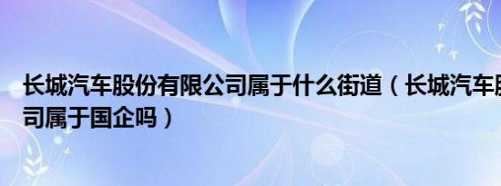 长城汽车股份有限公司属于什么街道（长城汽车股份有限公司属于国企吗）