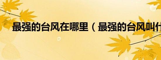 最强的台风在哪里（最强的台风叫什么）