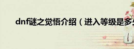 dnf谜之觉悟介绍（进入等级是多少）