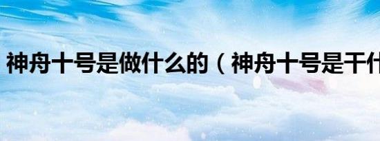 神舟十号是做什么的（神舟十号是干什么的）