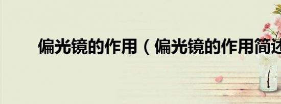 偏光镜的作用（偏光镜的作用简述）