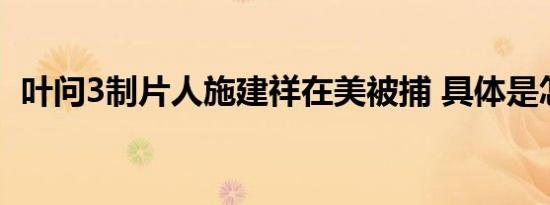 叶问3制片人施建祥在美被捕 具体是怎样的