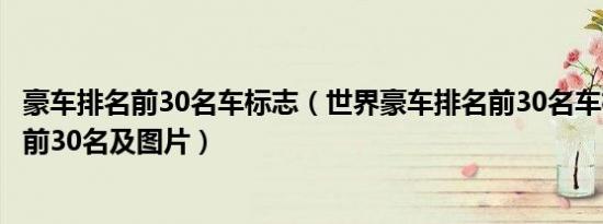 豪车排名前30名车标志（世界豪车排名前30名车标豪车排名前30名及图片）
