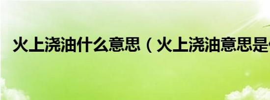 火上浇油什么意思（火上浇油意思是什么）