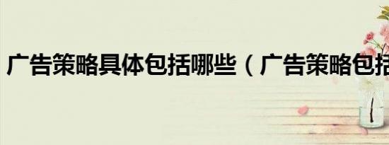 广告策略具体包括哪些（广告策略包括什么）