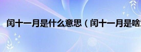 闰十一月是什么意思（闰十一月是啥意思）