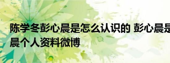 陈学冬彭心晨是怎么认识的 彭心晨是谁 彭心晨个人资料微博