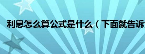 利息怎么算公式是什么（下面就告诉大家）