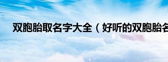 双胞胎取名字大全（好听的双胞胎名字）