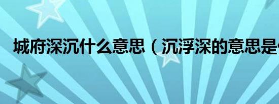 城府深沉什么意思（沉浮深的意思是什么）