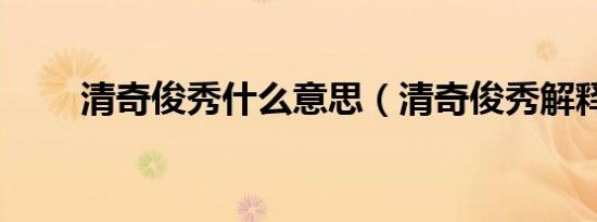 清奇俊秀什么意思（清奇俊秀解释）
