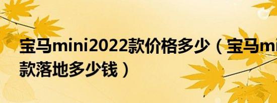 宝马mini2022款价格多少（宝马mini2022款落地多少钱）