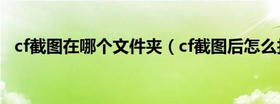 cf截图在哪个文件夹（cf截图后怎么找到）
