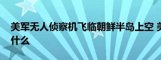 美军无人侦察机飞临朝鲜半岛上空 美国想做什么