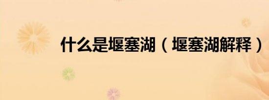 什么是堰塞湖（堰塞湖解释）