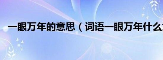 一眼万年的意思（词语一眼万年什么意思）
