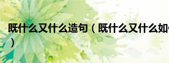 既什么又什么造句（既什么又什么如何造句呢）