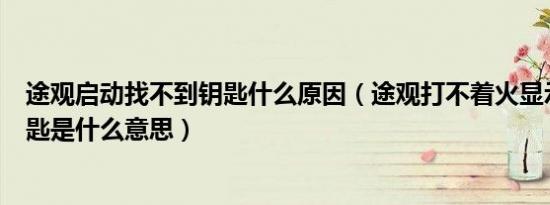 途观启动找不到钥匙什么原因（途观打不着火显示未找到钥匙是什么意思）