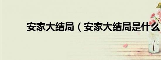 安家大结局（安家大结局是什么）