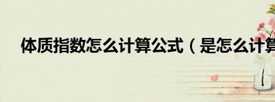 体质指数怎么计算公式（是怎么计算的）