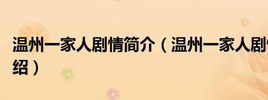 温州一家人剧情简介（温州一家人剧情简单介绍）