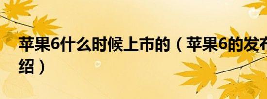 苹果6什么时候上市的（苹果6的发布时间介绍）