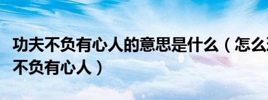 功夫不负有心人的意思是什么（怎么理解功夫不负有心人）