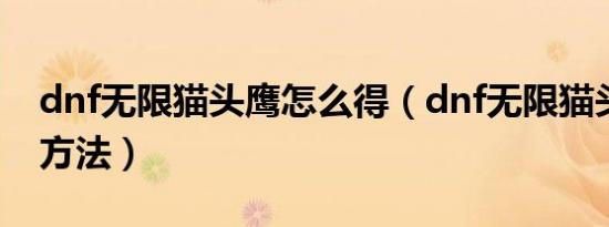 dnf无限猫头鹰怎么得（dnf无限猫头鹰获得方法）
