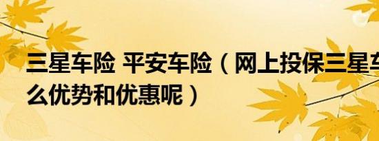 三星车险 平安车险（网上投保三星车险有什么优势和优惠呢）