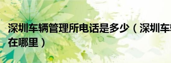 深圳车辆管理所电话是多少（深圳车辆管理所在哪里）