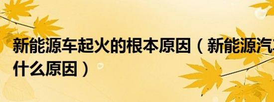 新能源车起火的根本原因（新能源汽车起火是什么原因）