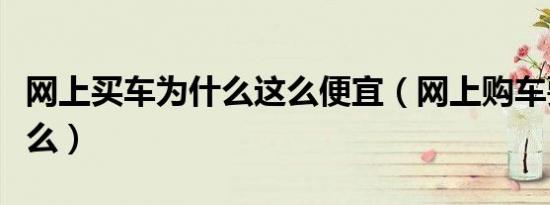 网上买车为什么这么便宜（网上购车要注意什么）