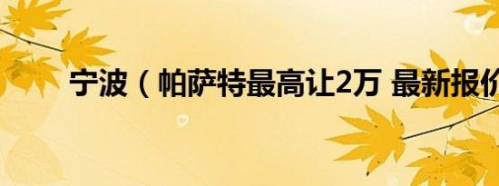 宁波（帕萨特最高让2万 最新报价）