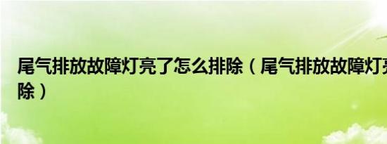 尾气排放故障灯亮了怎么排除（尾气排放故障灯亮了怎么排除）