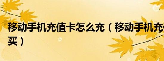 移动手机充值卡怎么充（移动手机充值卡在哪买）