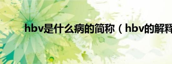 hbv是什么病的简称（hbv的解释）