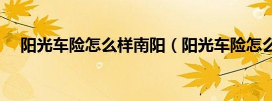 阳光车险怎么样南阳（阳光车险怎么样）