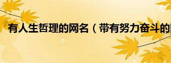 有人生哲理的网名（带有努力奋斗的网名）