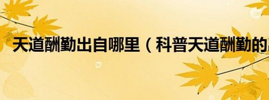 天道酬勤出自哪里（科普天道酬勤的出处）