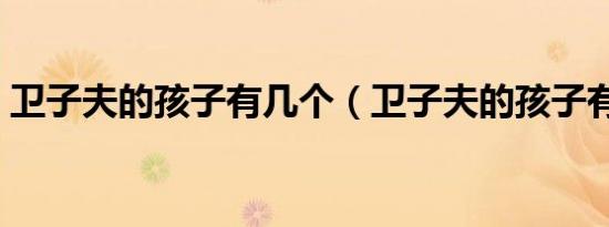 卫子夫的孩子有几个（卫子夫的孩子有四个）