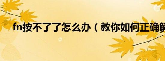 fn按不了了怎么办（教你如何正确解决）
