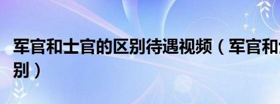 军官和士官的区别待遇视频（军官和士官的区别）