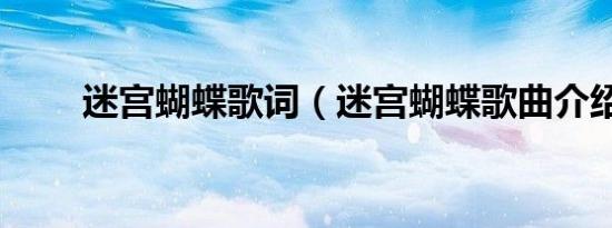 迷宫蝴蝶歌词（迷宫蝴蝶歌曲介绍）
