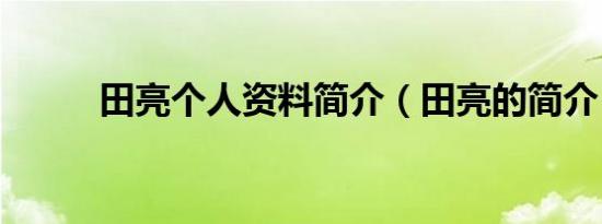 田亮个人资料简介（田亮的简介）