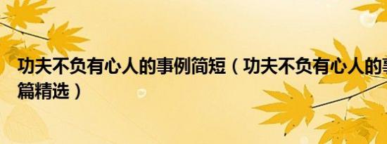 功夫不负有心人的事例简短（功夫不负有心人的事例简短三篇精选）