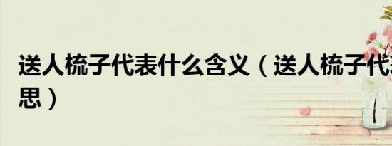 送人梳子代表什么含义（送人梳子代表什么意思）