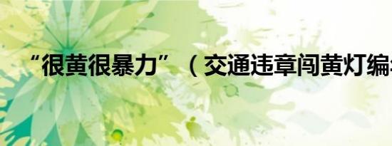 “很黄很暴力”（交通违章闯黄灯编年史）