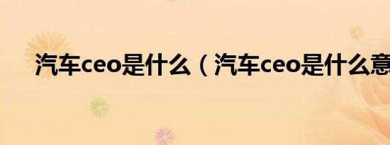 汽车ceo是什么（汽车ceo是什么意思）