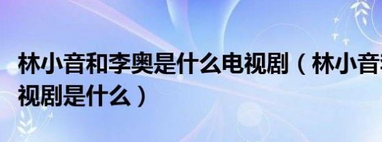 林小音和李奥是什么电视剧（林小音李奥的电视剧是什么）
